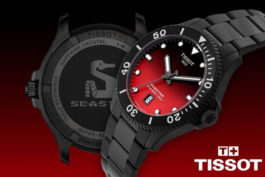 TISSOT Seastar 1000 Graded Red Black Dial Watch