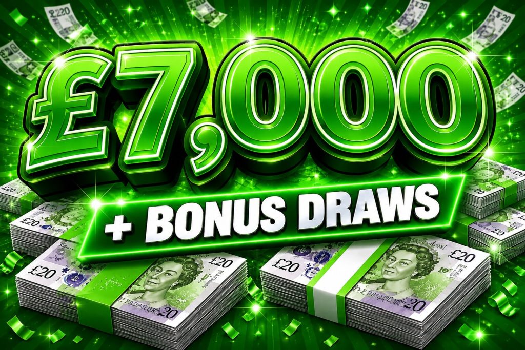 £7,000 Cash + Bonus Draws – Just 1995 Entries