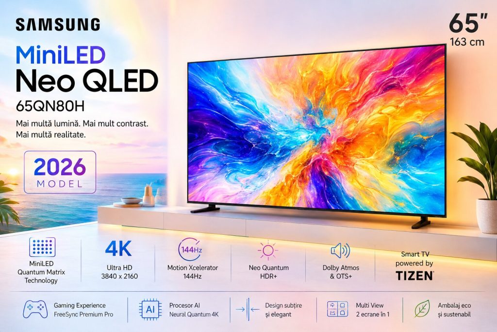 SMART TV SAMSUNG Neo QLED 65QN80H, 163 cm, 4K Ultra HD, 144 Hz, Model 2026