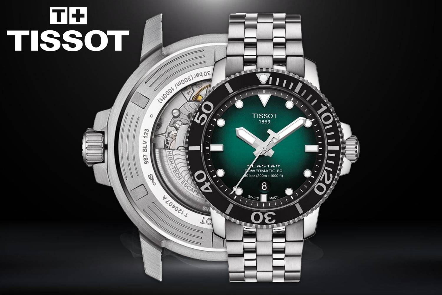 Tissot Seastar 43mm Mens Watch Green